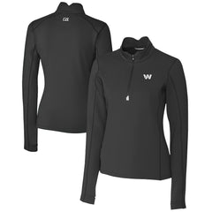 Washington Commanders Cutter & Buck Women's Traverse Stretch DryTec Quarter-Zip Top - Black Tops
