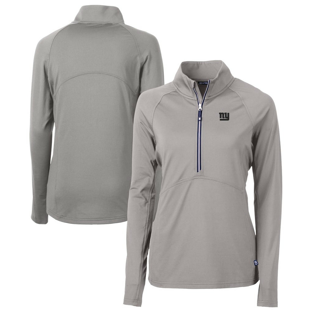New York Giants Cutter & Buck Women's Adapt Eco Knit Stretch Recycled Raglan Half-Zip Top - Gray Tops