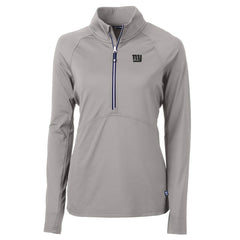 New York Giants Cutter & Buck Women's Adapt Eco Knit Stretch Recycled Raglan Half-Zip Top - Gray Tops