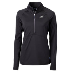 Philadelphia Eagles Cutter & Buck Women's Adapt Eco Knit Stretch Recycled Raglan Half-Zip Top - Black Tops