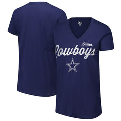 Dallas Cowboys G-III 4Her by Carl Banks Women's Post Season V-Neck T-Shirt - Navy T-shirts