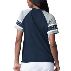 Dallas Cowboys Starter Women's 1st Rounder Color Block Raglan Top - Navy Tops