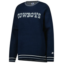 Dallas Cowboys Starter Women's Oversized On the Ball Intarsia Knit Pullover Sweater - Navy Pullover