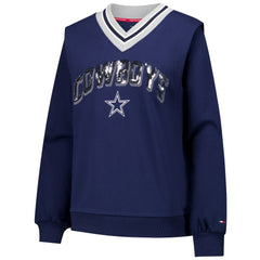 Dallas Cowboys Tommy Hilfiger Women's Alice V-Neck Pullover Sweatshirt - Navy Pullover