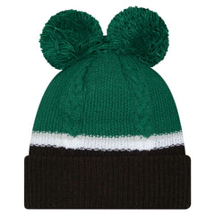 New York Jets New Era Women's Double Bubble Cuffed Knit Hat with Poms - Green Hats