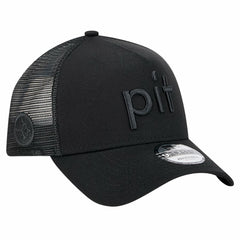 Pittsburgh Steelers New Era Domain 9FORTY A-Frame Trucker Adjustable Hat - Black Hats