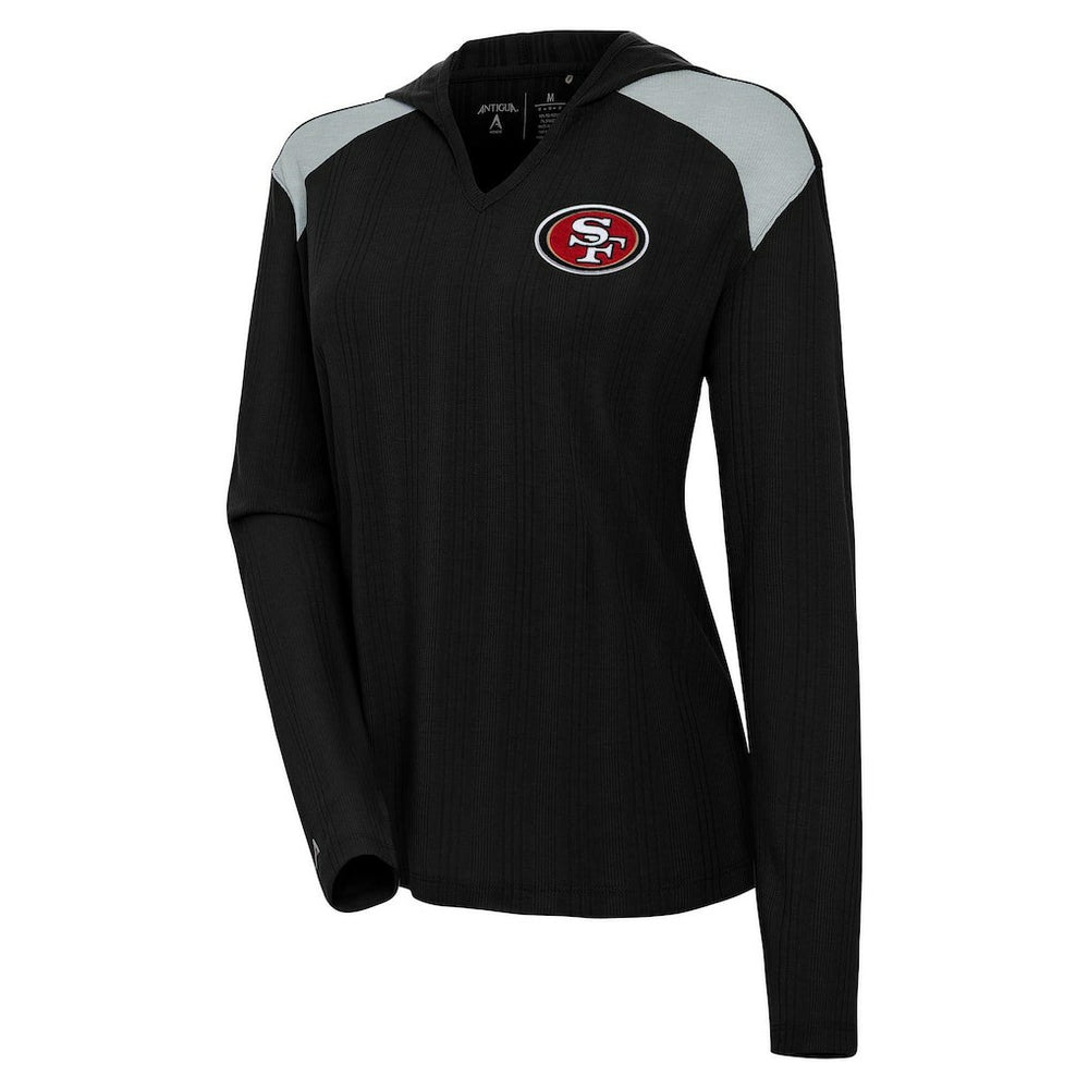 San Francisco 49ers Antigua Women's Opulent Long Sleeve Hoodie T-Shirt - Black Hoodies