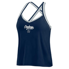 Dallas Cowboys WEAR by Erin Andrews Women's Cross Strap Tri-Blend Tank Top - Navy Tops