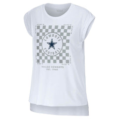Dallas Cowboys WEAR by Erin Andrews Women's Checker Muscle Tank Top - White Tops