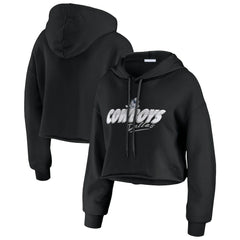 Dallas Cowboys WEAR by Erin Andrews Women's Prime Cropped Pullover Hoodie - Black Hoodies