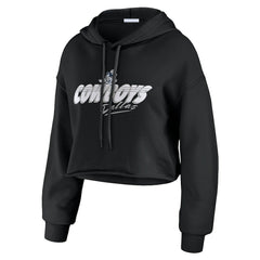 Dallas Cowboys WEAR by Erin Andrews Women's Prime Cropped Pullover Hoodie - Black Hoodies