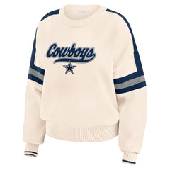 Dallas Cowboys WEAR by Erin Andrews Women's Stripe Pullover Sweater - Cream Pullover