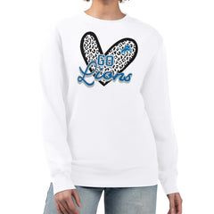 Detroit Lions G-III 4Her by Carl Banks Women's Leopard Heart Pullover Sweatshirt - White Pullover