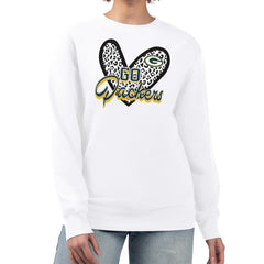 Green Bay Packers G-III 4Her by Carl Banks Women's Leopard Heart Pullover Sweatshirt - White Pullover