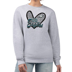 Philadelphia Eagles G-III 4Her by Carl Banks Women's Leopard Heart Pullover Sweatshirt - Heather Gray Pullover