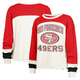 San Francisco 49ers '47 Women's Double Header Curve Raglan Long Sleeve Crop Top - Cream Tops