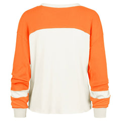 Miami Dolphins '47 Women's Double Header Curve Raglan Long Sleeve Crop Top - Cream Tops