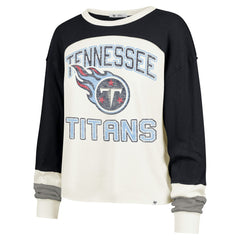 Tennessee Titans '47 Women's Double Header Curve Raglan Long Sleeve Crop Top - Cream Tops