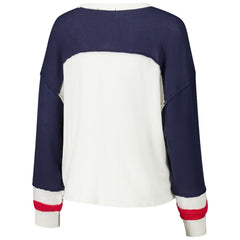 Houston Texans '47 Women's Double Header Curve Raglan Long Sleeve Crop Top - Cream Tops