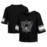 Las Vegas Raiders '47 Women's Double Header Scout Cropped V-Neck T-Shirt - Black T-shirts