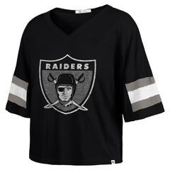 Las Vegas Raiders '47 Women's Double Header Scout Cropped V-Neck T-Shirt - Black T-shirts