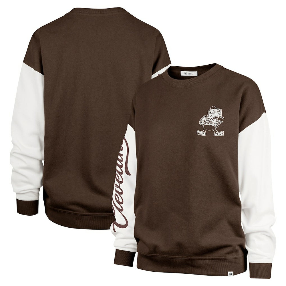 Cleveland Browns '47 Women's Double Header Rise Andie Pullover Sweatshirt - Brown Pullover