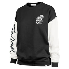 New Orleans Saints '47 Women's Double Header Rise Andie Pullover Sweatshirt - Black Pullover