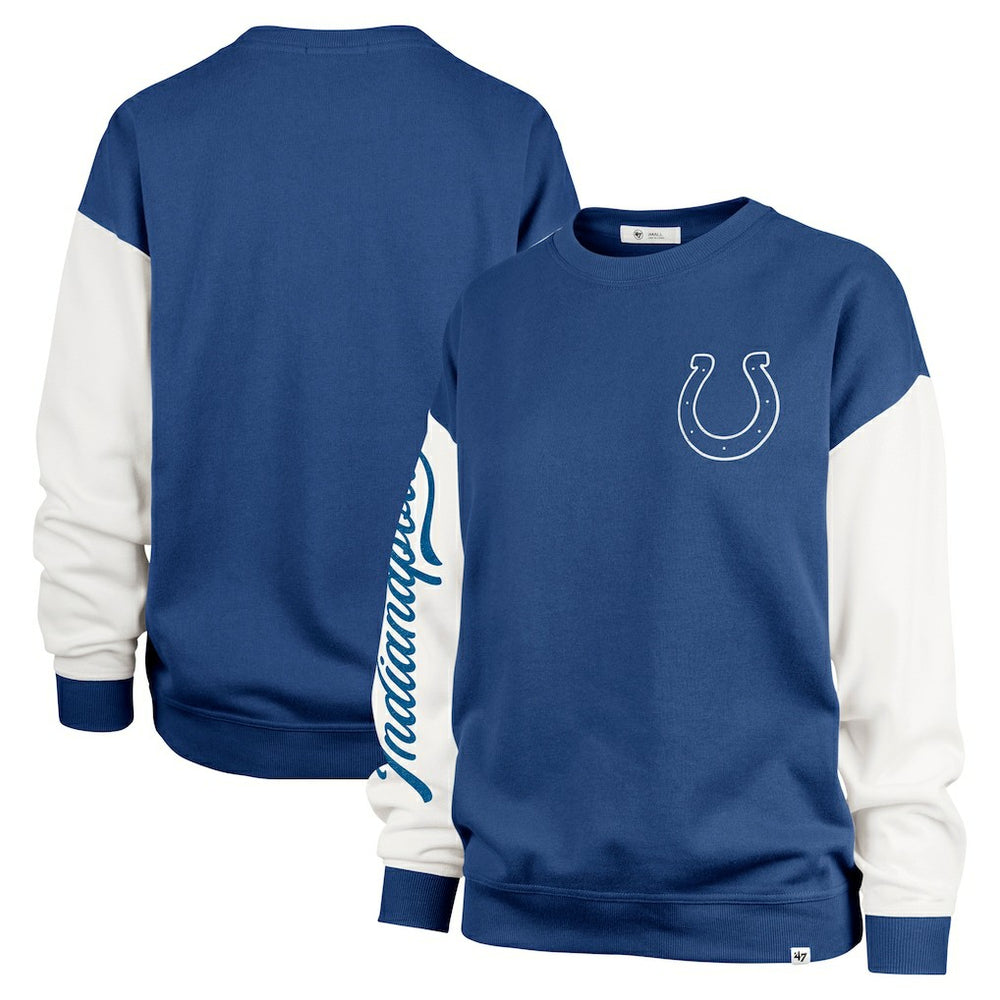 Indianapolis Colts '47 Women's Double Header Rise Andie Pullover Sweatshirt - Royal Pullover