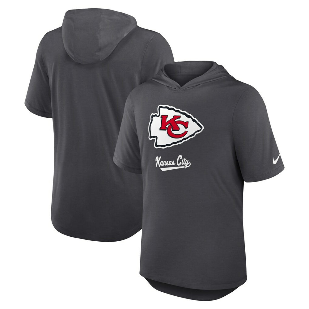 Kansas City Chiefs Tri-Blend Performance Hoodie T-Shirt - Anthracite Hoodies