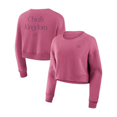 Kansas City Chiefs Women's Studio Tri-Blend Cropped Pullover Sweatshirt - Pink Pullover
