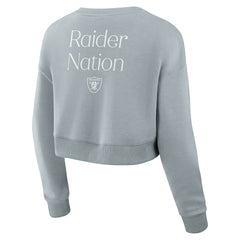 Las Vegas Raiders Women's Studio Tri-Blend Cropped Pullover Sweatshirt - Gray Pullover