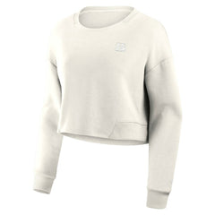 Cincinnati Bengals Women's Studio Tri-Blend Cropped Pullover Sweatshirt - Cream Pullover