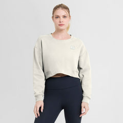 Cincinnati Bengals Women's Studio Tri-Blend Cropped Pullover Sweatshirt - Cream Pullover