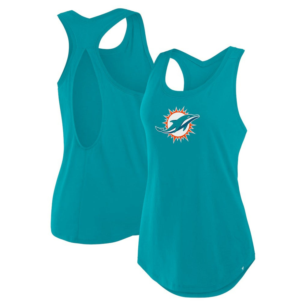 Miami Dolphins Women's Iron Fan Tank Top - Aqua Tops
