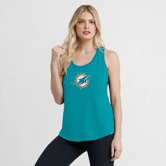 Miami Dolphins Women's Iron Fan Tank Top - Aqua Tops