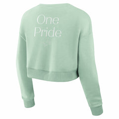 Detroit Lions Women's Studio Tri-Blend Cropped Pullover Sweatshirt - Mint Pullover