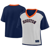 Houston Astros Fanatics Oversized Race To Win V-Neck T-Shirt - Navy/Graphite T-shirts