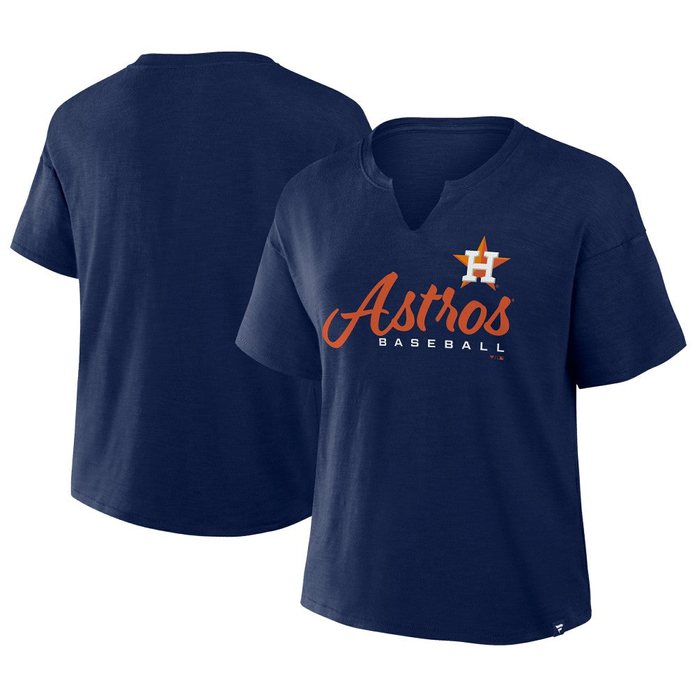 Houston Astros Fanatics Women's Fan Fave Stadium Slub Boxy T-Shirt - Navy T-shirts