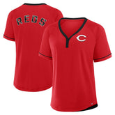 Cincinnati Reds Fanatics Women's League Diva Star Raglan V-Neck T-Shirt - Red T-shirts