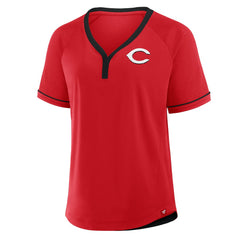 Cincinnati Reds Fanatics Women's League Diva Star Raglan V-Neck T-Shirt - Red T-shirts