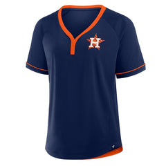 Houston Astros Fanatics Women's League Diva Star Raglan V-Neck T-Shirt - Navy T-shirts