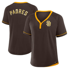 San Diego Padres Fanatics Women's League Diva Star Raglan V-Neck T-Shirt - Brown T-shirts
