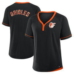 Baltimore Orioles Fanatics Women's League Diva Star Raglan V-Neck T-Shirt - Black T-shirts