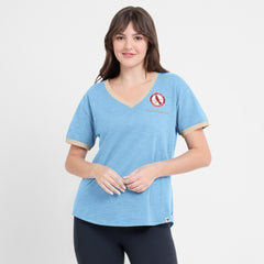 St. Louis Cardinals Fanatics Women's Binge Worthy Stadium Slub V-Neck T-Shirt - Light Blue T-shirts