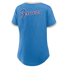 Atlanta Braves Fanatics Women's Binge Worthy Stadium Slub V-Neck T-Shirt - Royal T-shirts