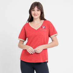 Cincinnati Reds Fanatics Women's Binge Worthy Stadium Slub V-Neck T-Shirt - Red T-shirts