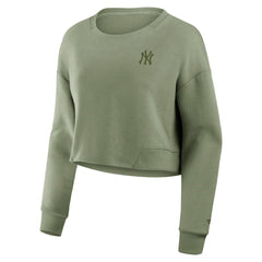 New York Yankees Fanatics Women's Studio Cropped Pullover Sweatshirt - Olive Pullover