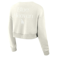 Los Angeles Dodgers Fanatics Women's Studio Cropped Pullover Sweatshirt - Cream Pullover