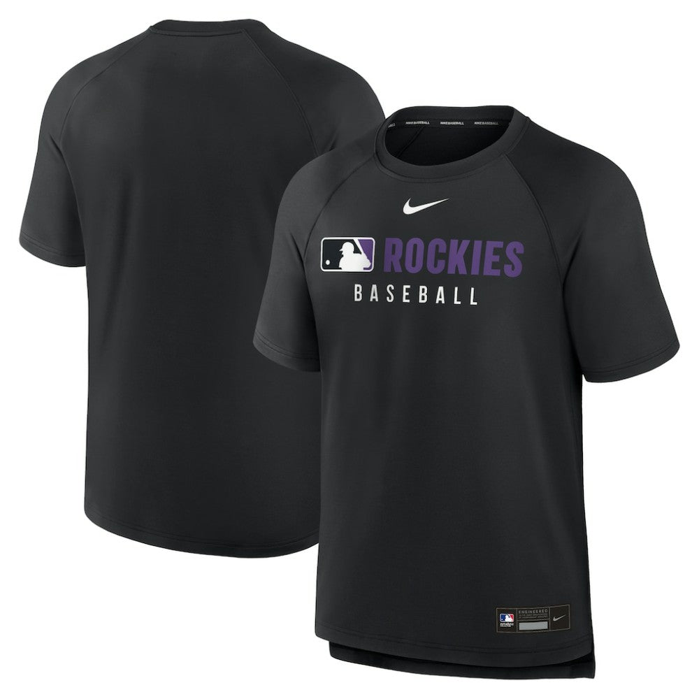 Colorado Rockies Nike Authentic Collection Pregame Raglan Dri-FIT T-Shirt - Black T-shirts