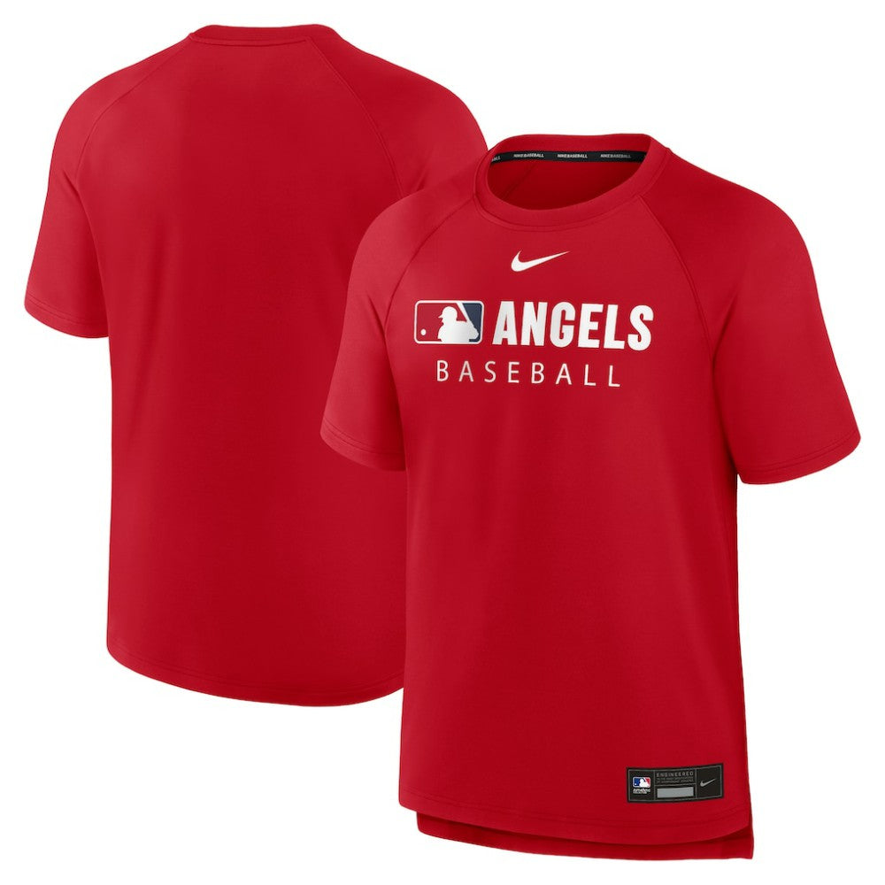 Los Angeles Angels Nike Authentic Collection Pregame Raglan Dri-FIT T-Shirt - Red T-shirts